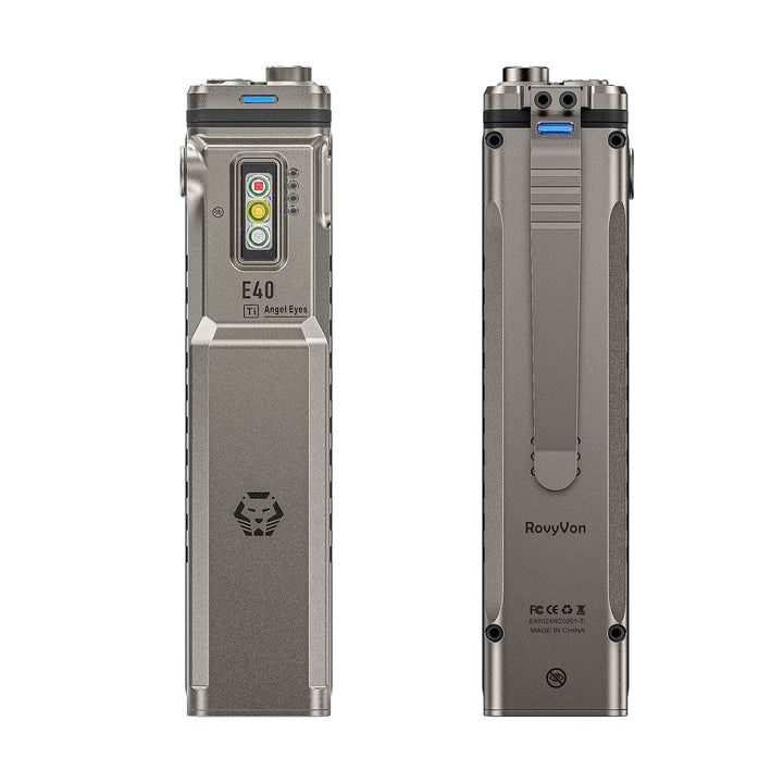 Rovyvon Angel Eyes E40 Titanium Flat EDC Flashlight - Bang Bang Airsoft