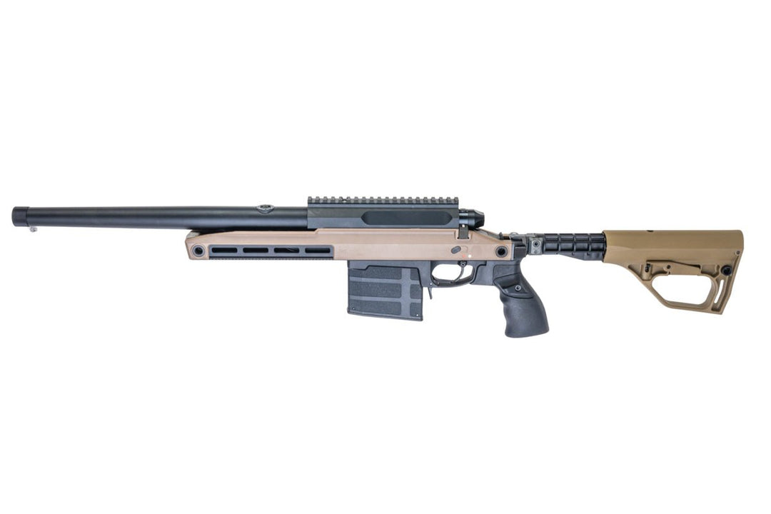 Silverback TAC 41 A2B Airsoft Bolt Action Rifle, Aluminum Chassis & Buffer Stock (FDE) - Bang Bang Airsoft