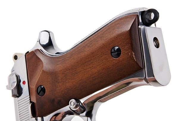 SRC M92 SR92 Platinum GBB Airsoft Pistol (Silver, Wood Grip) - Bang Bang Airsoft