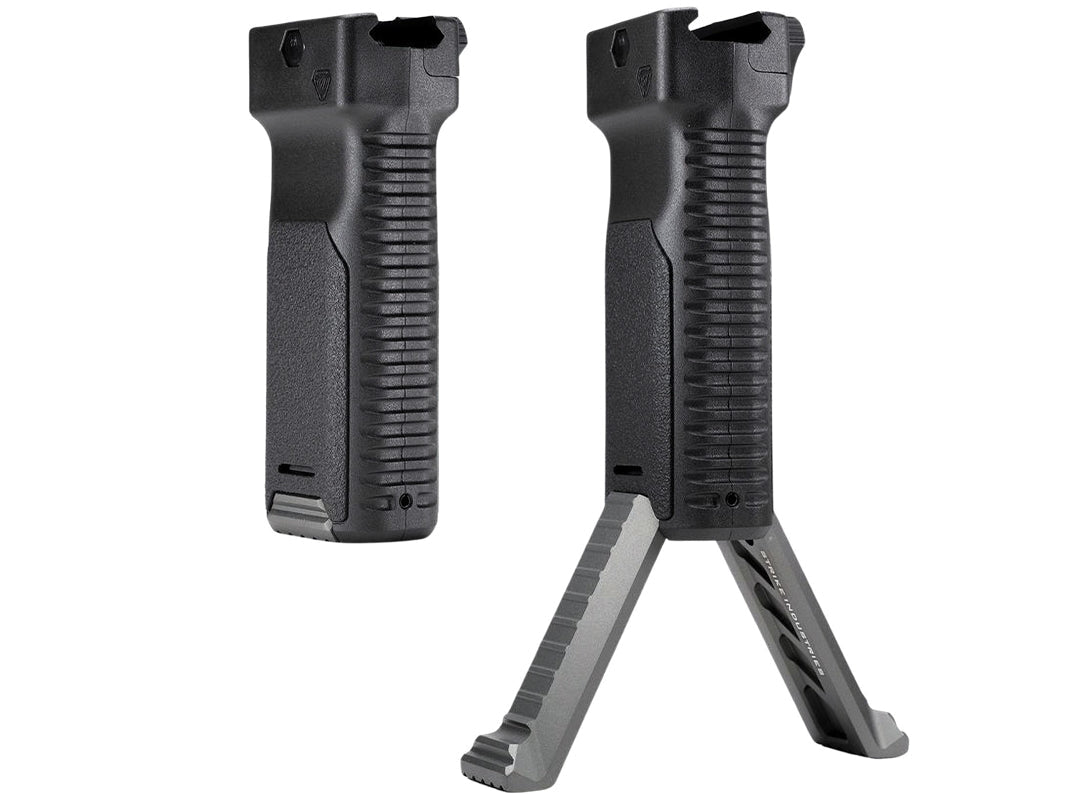 Strike Industries Bipod Grip with Aluminum Legs for 1913 Picatinny Rails - Grey - Bang Bang Airsoft