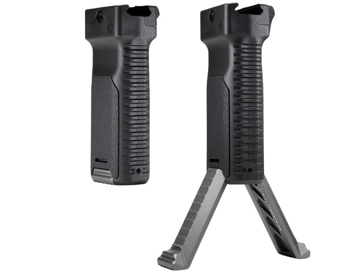 Strike Industries Bipod Grip with Aluminum Legs for 1913 Picatinny Rails - Grey - Bang Bang Airsoft