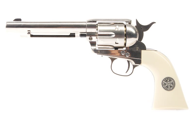 Umarex Revolver SAA .45 CO2 Revolver Metal (6mm, Nickel Pearl) - Cowboy Police Version (by WinGun) - Bang Bang Airsoft