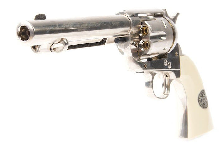 Umarex Revolver SAA .45 CO2 Revolver Metal (6mm, Nickel Pearl) - Cowboy Police Version (by WinGun) - Bang Bang Airsoft