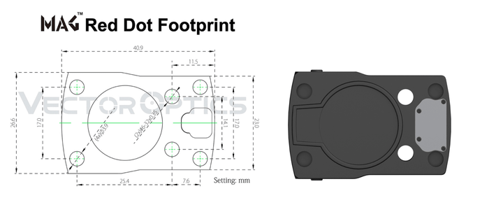 Vector Optics Frenzy Red Dot Pistol Mount Base for G17 MAG (RMSc) Footprint - Bang Bang Airsoft