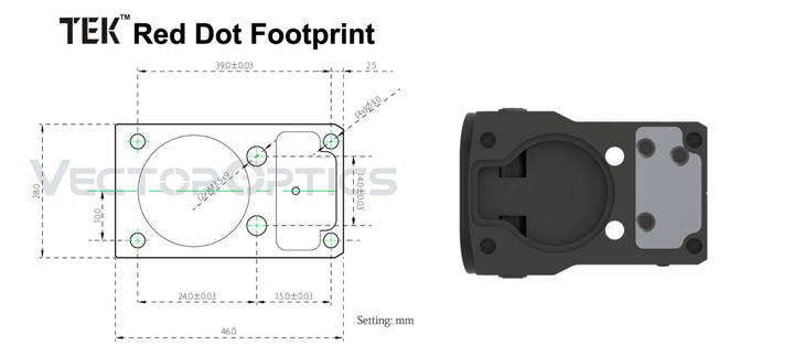Vector Optics Frenzy Red Dot Pistol Mount Base for Glock TEK (Doctor Sight) Footprint - Bang Bang Airsoft