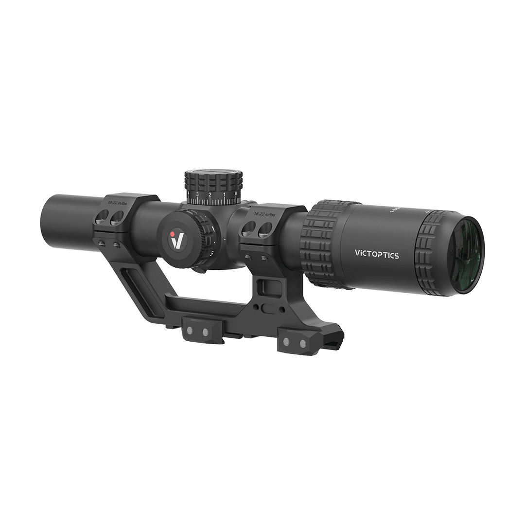 Victoptics S6 1-6x24i Fiber LPVO SFP Rifle Scope w/ 1-Piece Extreme High Picatinny AR Mount Kit - Bang Bang Airsoft