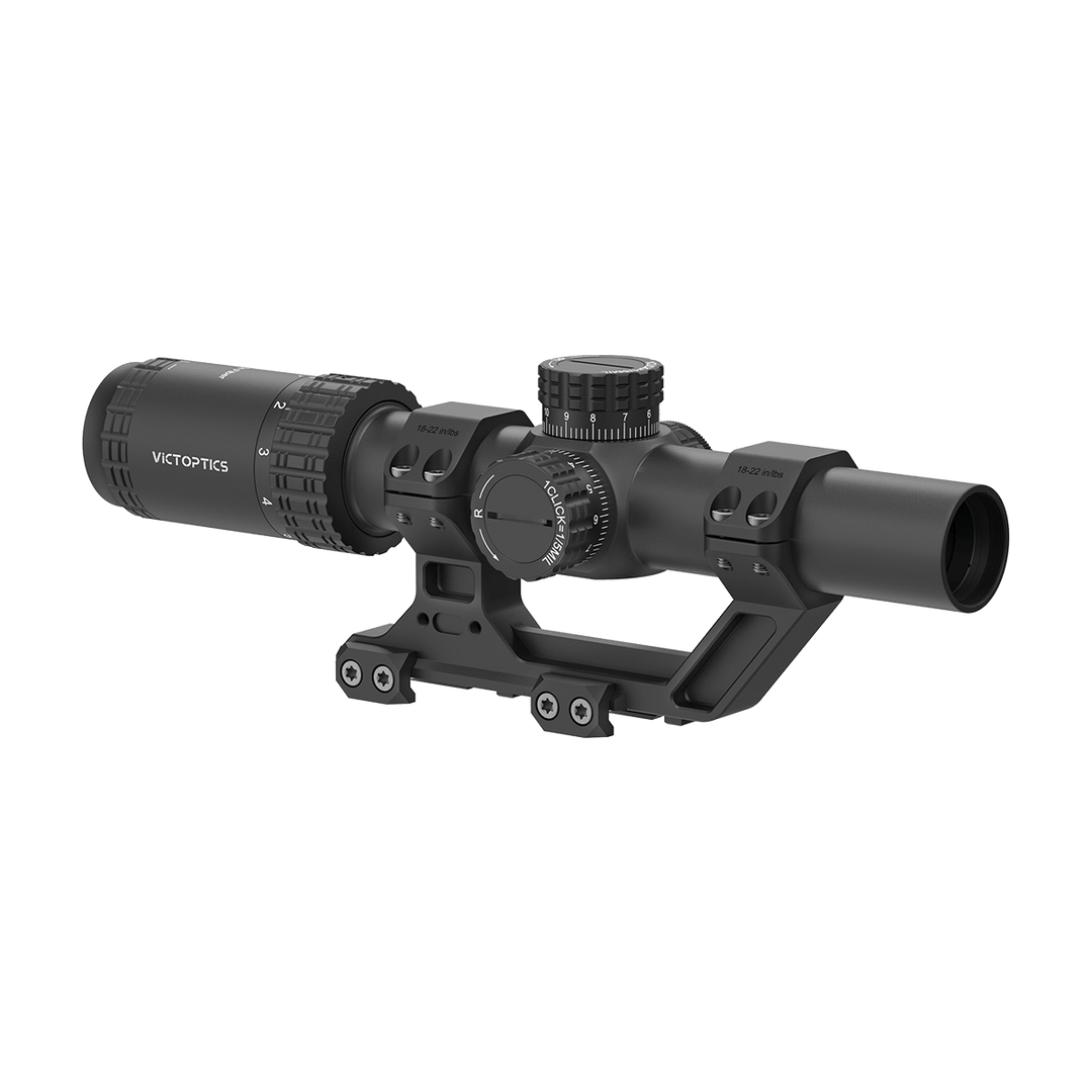 Victoptics S6 1-6x24i Fiber LPVO SFP Rifle Scope w/ 1-Piece Extreme High Picatinny AR Mount Kit - Bang Bang Airsoft