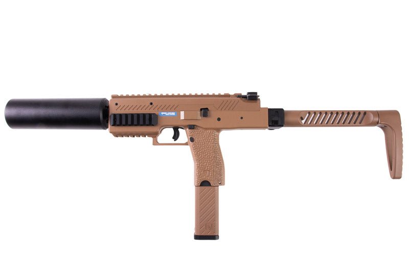 Vorsk VMP - 1 GBB SMG with 2 Magazines & Suppressor - Tan - Bang Bang Airsoft