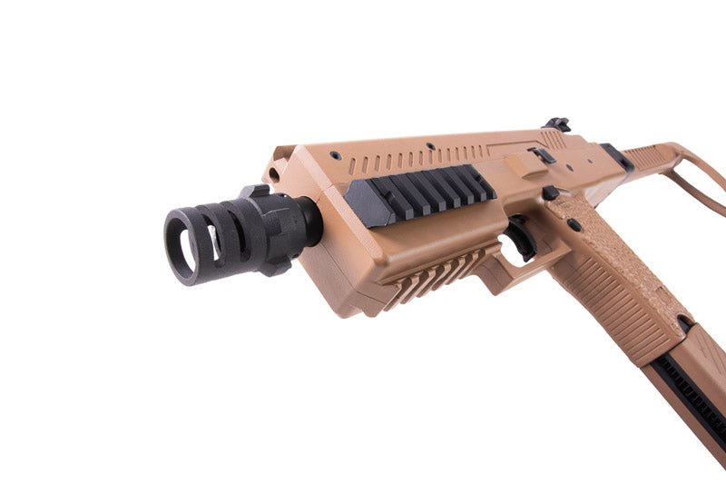 Vorsk VMP - 1 GBB SMG with 2 Magazines & Suppressor - Tan - Bang Bang Airsoft