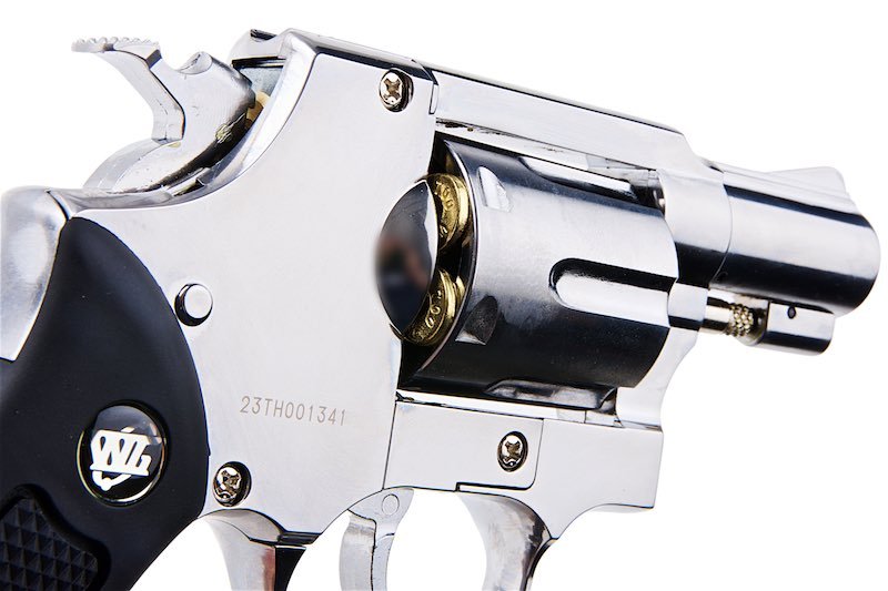 WinGun Airsoft Revolver CO2 733 (2 inch, Black Grip, 6mm Version) - Silver - Bang Bang Airsoft