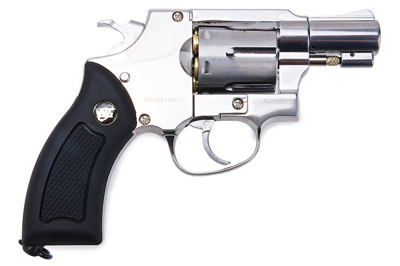 WinGun Airsoft Revolver CO2 733 (2 inch, Black Grip, 6mm Version) - Silver - Bang Bang Airsoft