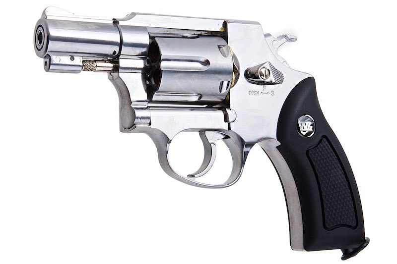 WinGun Airsoft Revolver CO2 733 (2 inch, Black Grip, 6mm Version) - Silver - Bang Bang Airsoft