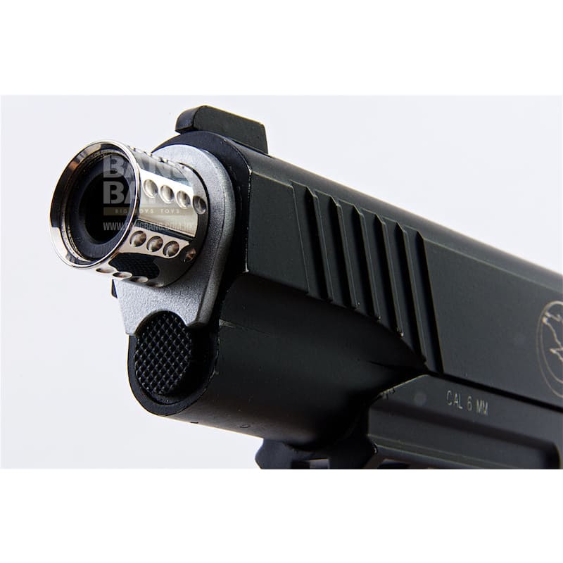 5KU Threaded Barrel Protector (Spots Knurled) - 14mm CCW (Silver) *** - Bang Bang Airsoft