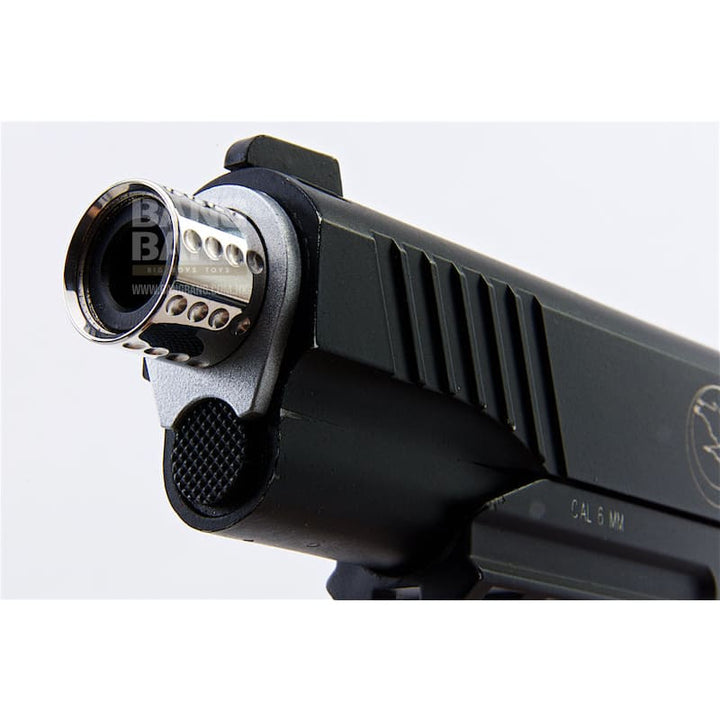 5KU Threaded Barrel Protector (Spots Knurled) - 14mm CCW (Silver) *** - Bang Bang Airsoft