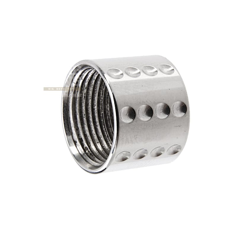 5KU Threaded Barrel Protector (Spots Knurled) - 14mm CCW (Silver) *** - Bang Bang Airsoft