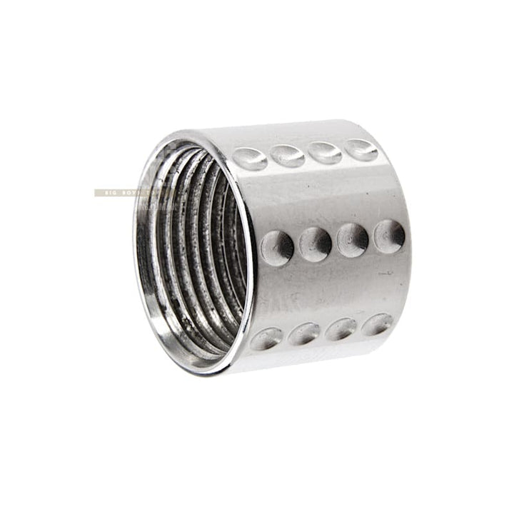 5KU Threaded Barrel Protector (Spots Knurled) - 14mm CCW (Silver) *** - Bang Bang Airsoft