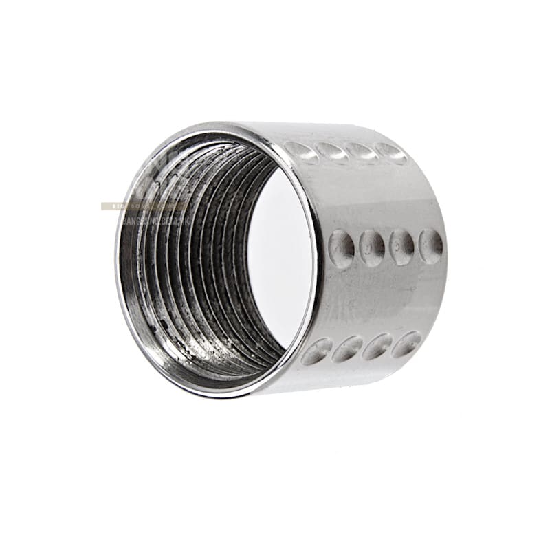 5KU Threaded Barrel Protector (Spots Knurled) - 14mm CCW (Silver) *** - Bang Bang Airsoft