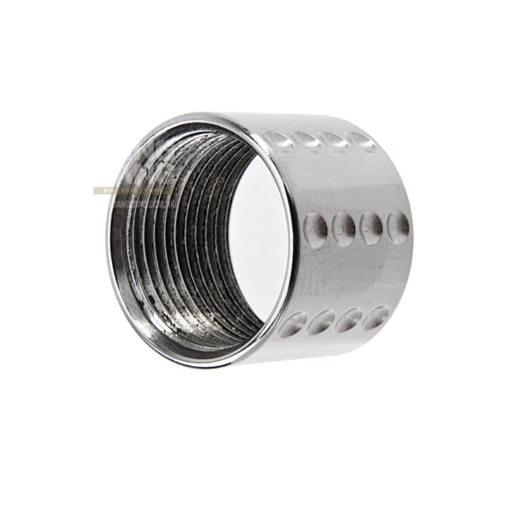 5KU Threaded Barrel Protector (Spots Knurled) - 14mm CCW (Silver) *** - Bang Bang Airsoft