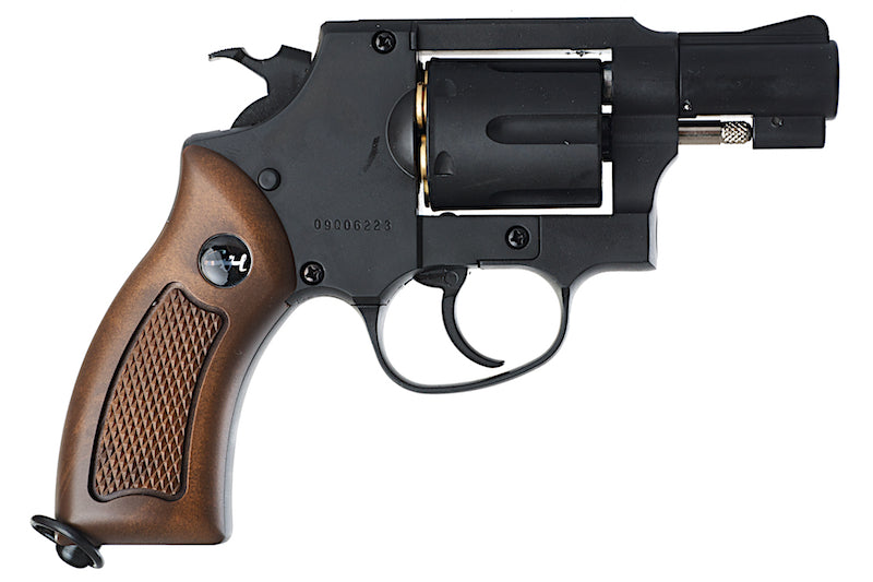 WinGun Airsoft Revolver CO2 733 (2inch, Brown Grip, 6mm Version) - Black