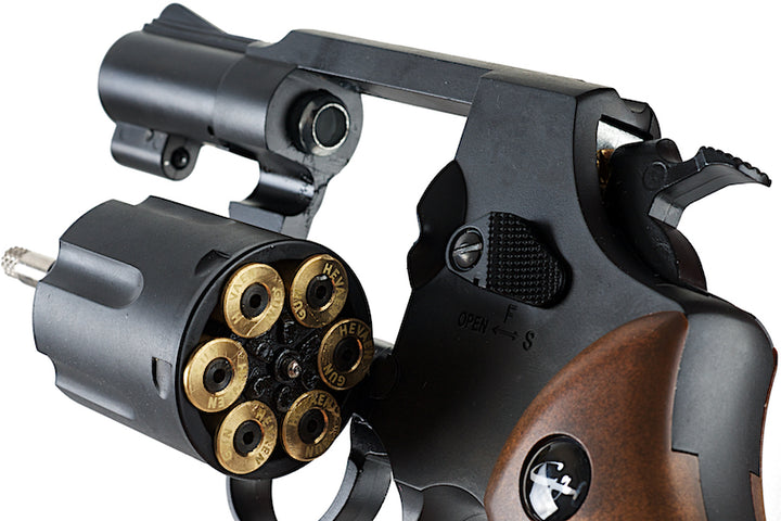 WinGun Airsoft Revolver CO2 733 (2inch, Brown Grip, 6mm Version) - Black