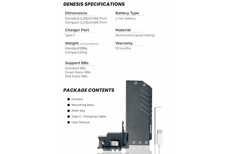 ACETECH Genesis Bifrost Tracer Unit (Standard) for G19 - Black - Bang Bang Airsoft