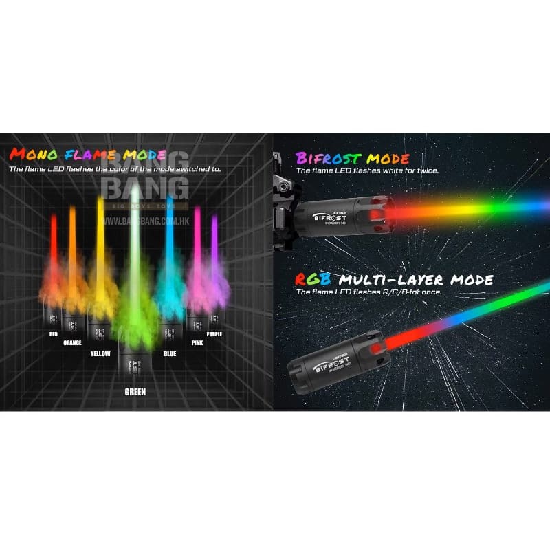 ACETECH THOR Tracer Unit w/ Bifrost M inside Multi Color Flame (Rainbow) Effect for Krytac Kriss Vector - Bang Bang Airsoft