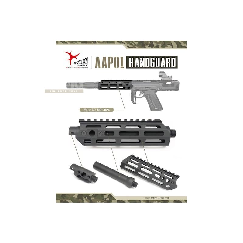 Action Army AAP 01 Aluminum Handguard - Black - Bang Bang Airsoft