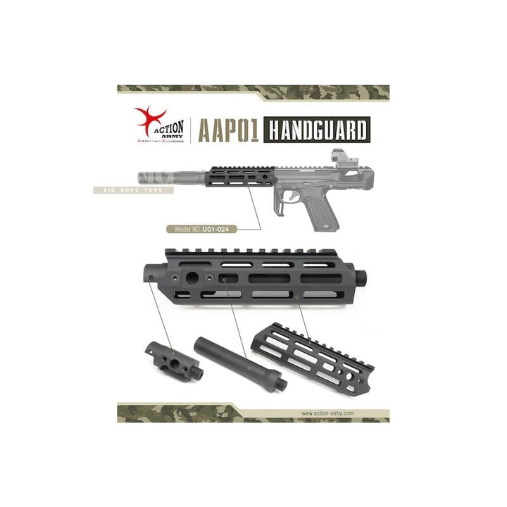 Action Army AAP - 01 Aluminum Handguard - Black - Bang Bang Airsoft