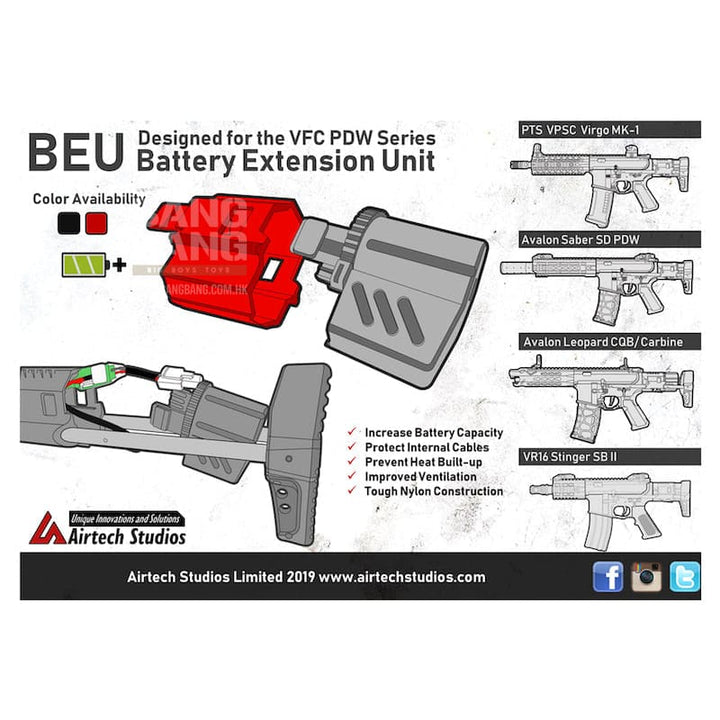 Airtech Studios BEUTM Battery Extension Unit for VFC Avalon PDW Series - Black - Bang Bang Airsoft