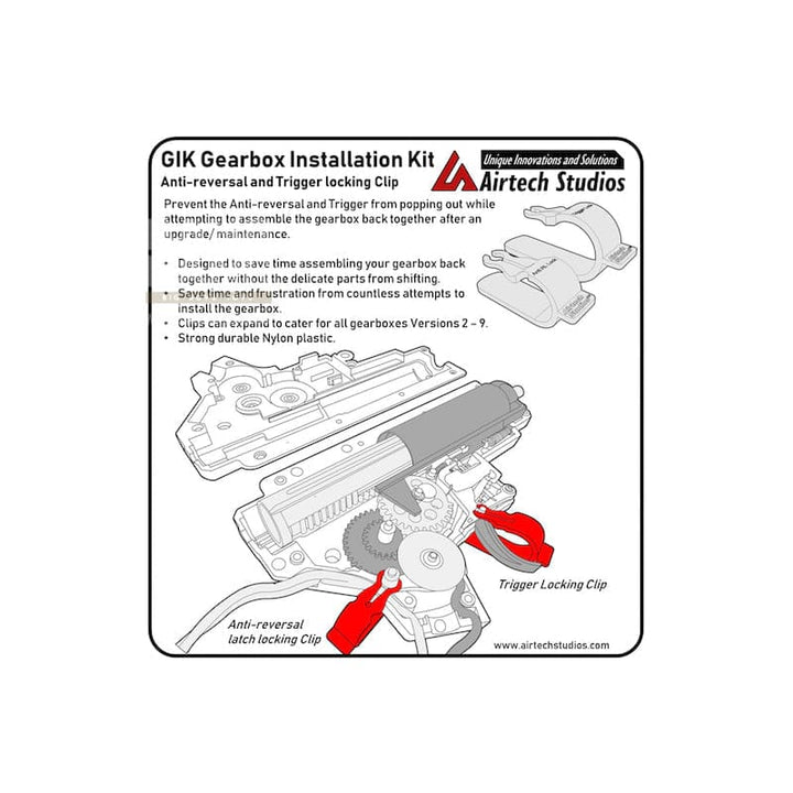 Airtech Studios GIK Gear Installation Tool (Anti - reversal and Trigger Locking Clip) for All AEG - Red - Bang Bang Airsoft