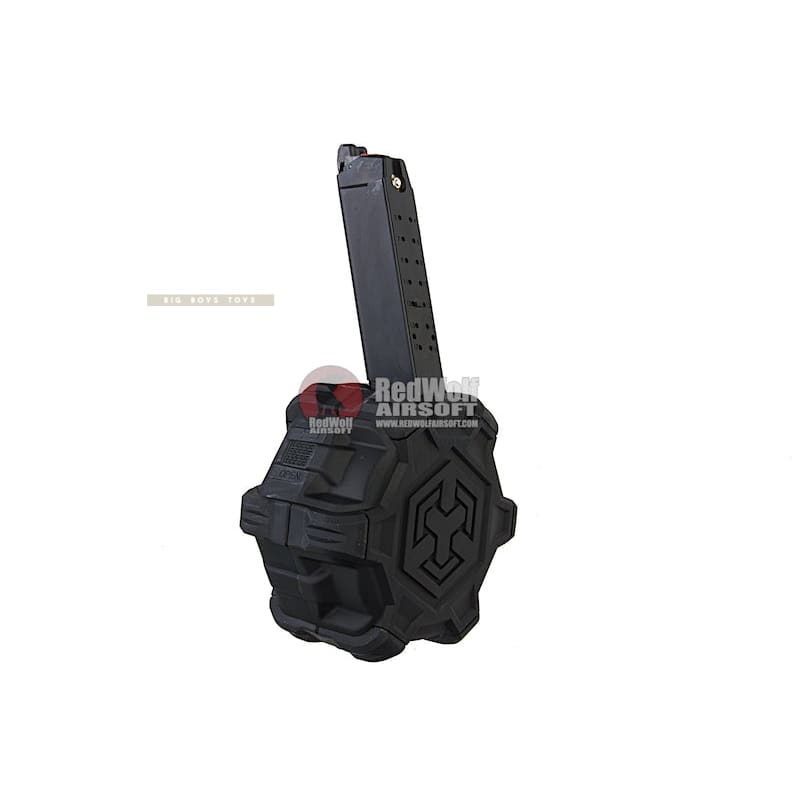 AW Custom 350rds Drum Magazine for AW/ WE/ Tokyo Marui G Model GBB Series - Black - Bang Bang Airsoft