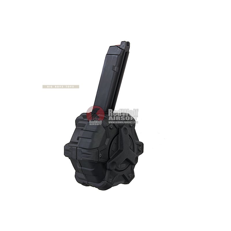 AW Custom 350rds Drum Magazine for AW/ WE/ Tokyo Marui G Model GBB Series - Black - Bang Bang Airsoft