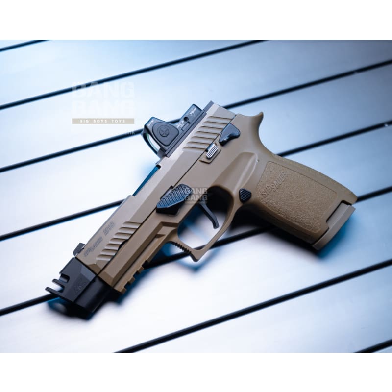 Bang Bang Custom SIG AIR P320 M18 with AC Style Compensator & Red Dot - FDE & Black - Bang Bang Airsoft