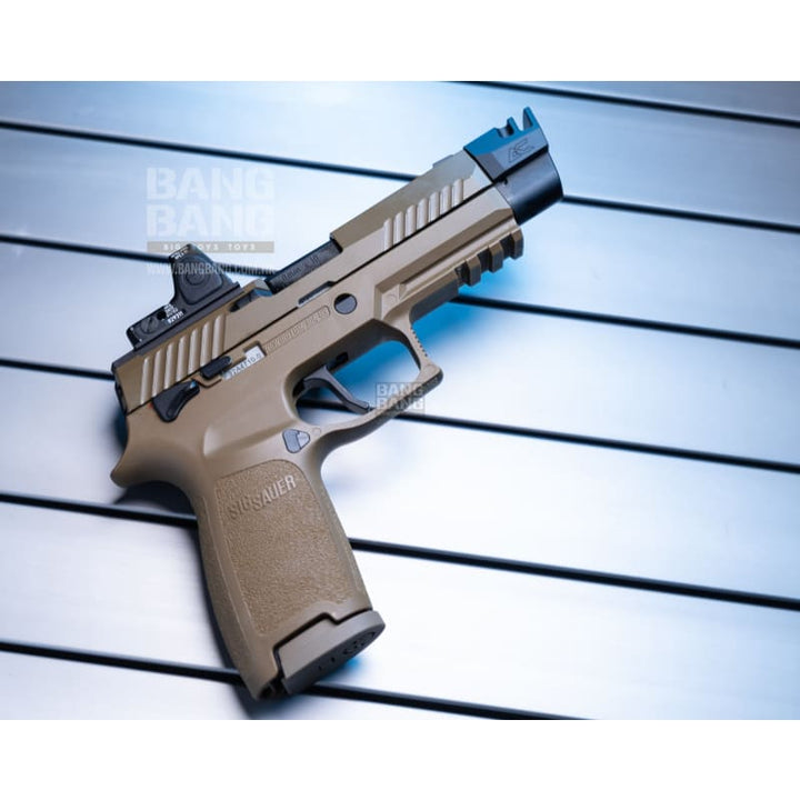 Bang Bang Custom SIG AIR P320 M18 with AC Style Compensator & Red Dot - FDE & Black - Bang Bang Airsoft