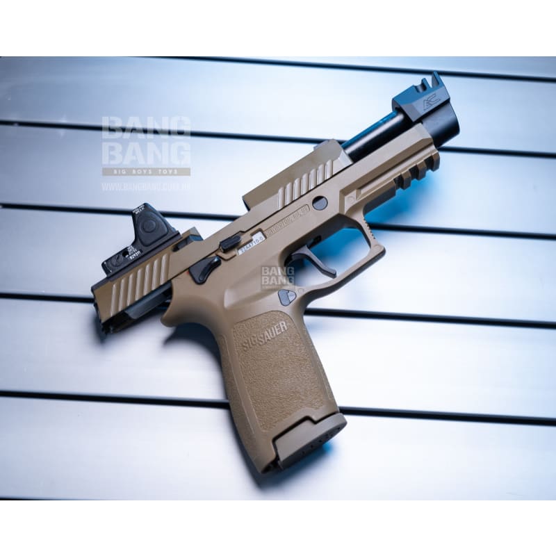 Bang Bang Custom SIG AIR P320 M18 with AC Style Compensator & Red Dot - FDE & Black - Bang Bang Airsoft