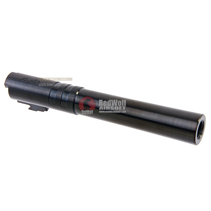 COWCOW Technology OB1 Stainless Steel Threaded Outer Barrel for Tokyo Marui Hi - Capa 5.1 GBB Series (.45 marking) - Black - Bang Bang Airsoft
