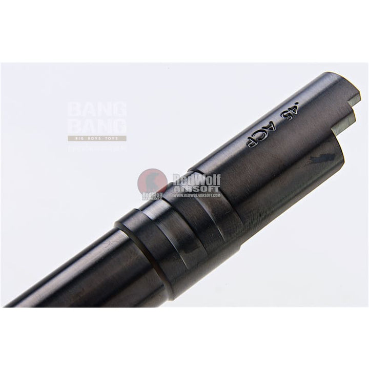 COWCOW Technology OB1 Stainless Steel Threaded Outer Barrel for Tokyo Marui Hi - Capa 5.1 GBB Series (.45 marking) - Black - Bang Bang Airsoft