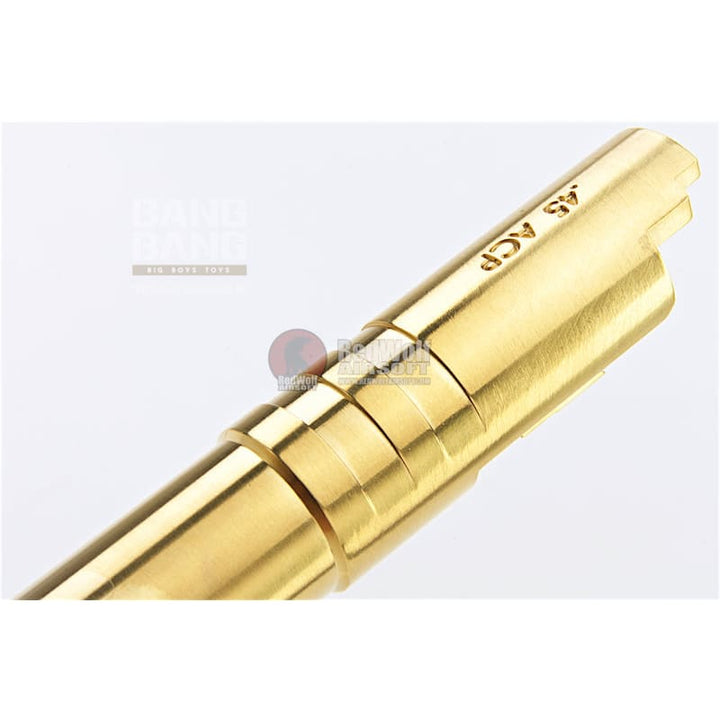 COWCOW Technology OB1 Stainless Steel Threaded Outer Barrel for Tokyo Marui Hi - Capa 5.1 GBB Series (.45 marking) - Gold - Bang Bang Airsoft