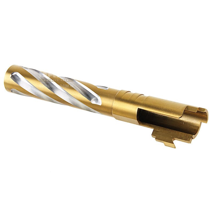 COWCOW Technology Tornado Stainless Steel Threaded Outer Barrel for Tokyo Marui Hi - Capa 5.1 GBB Series (.45 marking) - Gold - Bang Bang Airsoft