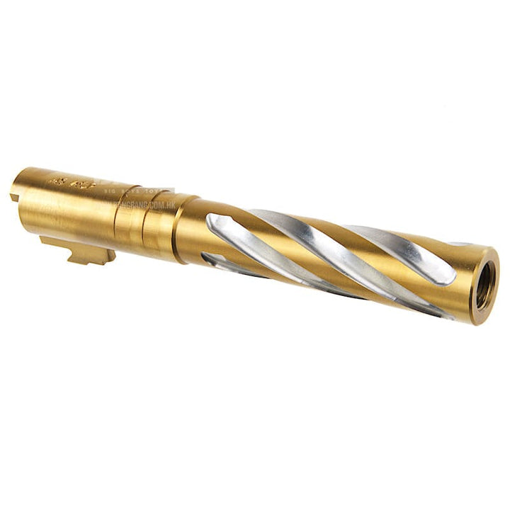 COWCOW Technology Tornado Stainless Steel Threaded Outer Barrel for Tokyo Marui Hi - Capa 5.1 GBB Series (.45 marking) - Gold - Bang Bang Airsoft