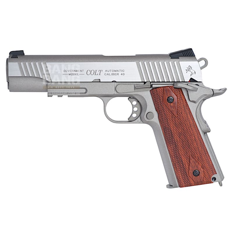 Cybergun Colt 1911 Rail CO2 GBB Pistol - Silver - Bang Bang Airsoft
