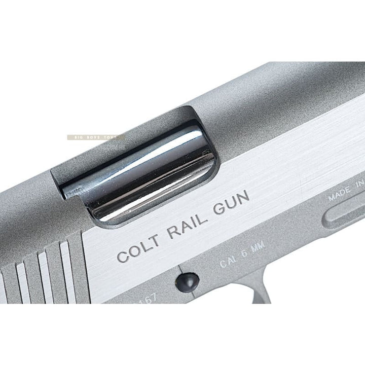 Cybergun Colt 1911 Rail CO2 GBB Pistol - Silver - Bang Bang Airsoft