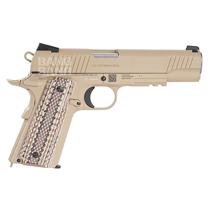 Cybergun Colt M45A1 Rail CO2 GBB Pistol - Desert Tan - Bang Bang Airsoft