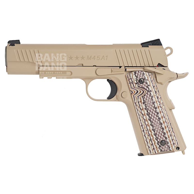 Cybergun Colt M45A1 Rail CO2 GBB Pistol - Desert Tan - Bang Bang Airsoft