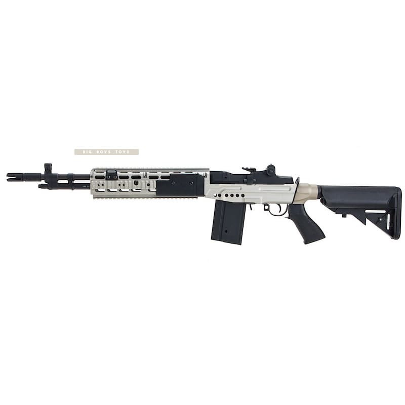 CYMA Metal M14 EBR AEG Extended Stock Airsoft Rifle - Silver - Bang Bang Airsoft