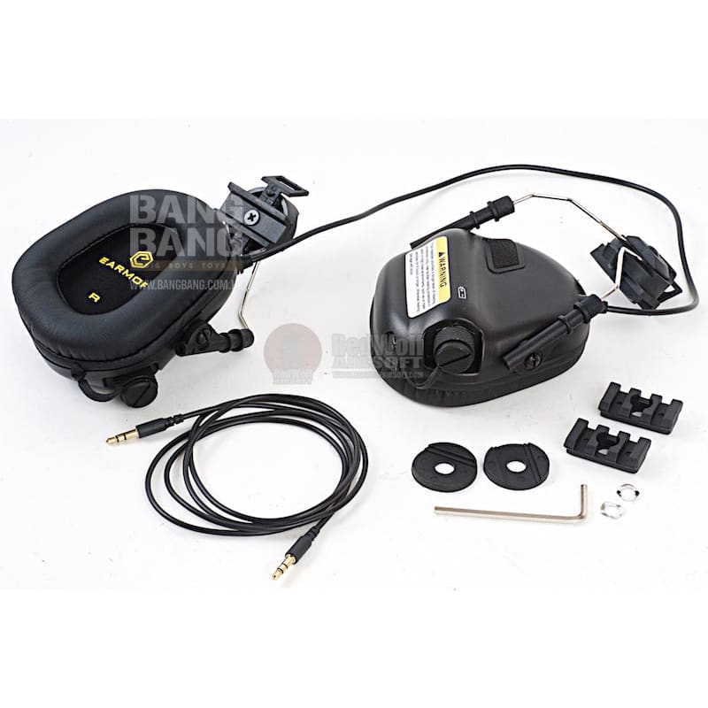 Earmor Hearing Protection Ear - Muff Helmet Version - Black - Bang Bang Airsoft