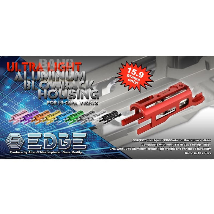 EDGE Custom Aluminum Blowback Housing Ver.2 for Tokyo Marui Hi Capa / 1911 GBB Pistol - Red - Bang Bang Airsoft