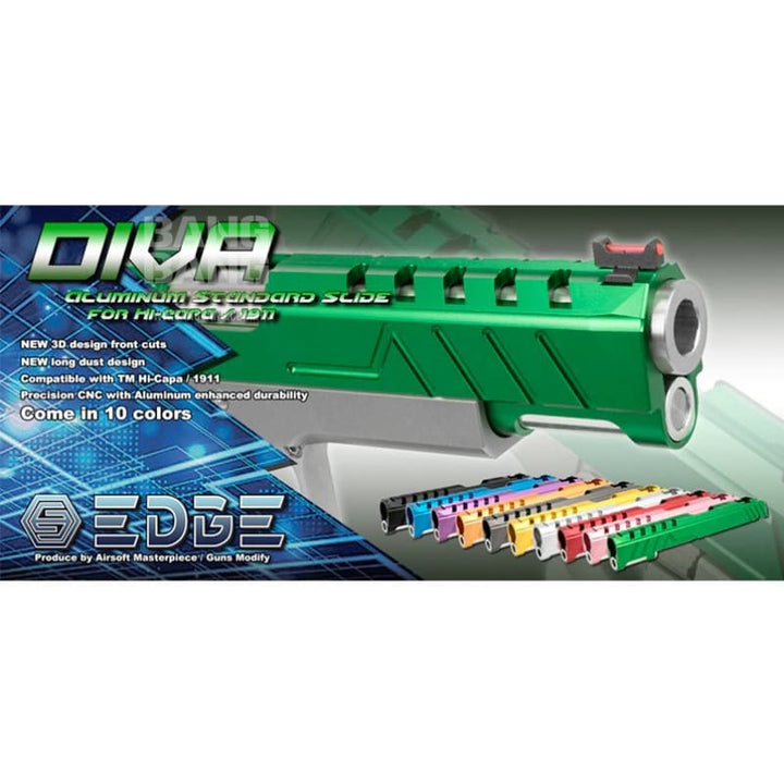 EDGE Custom 'DIVA' Aluminum Standard Slide for Tokyo Marui Hi Capa / 1911 GBB Pistol - Blue - Bang Bang Airsoft