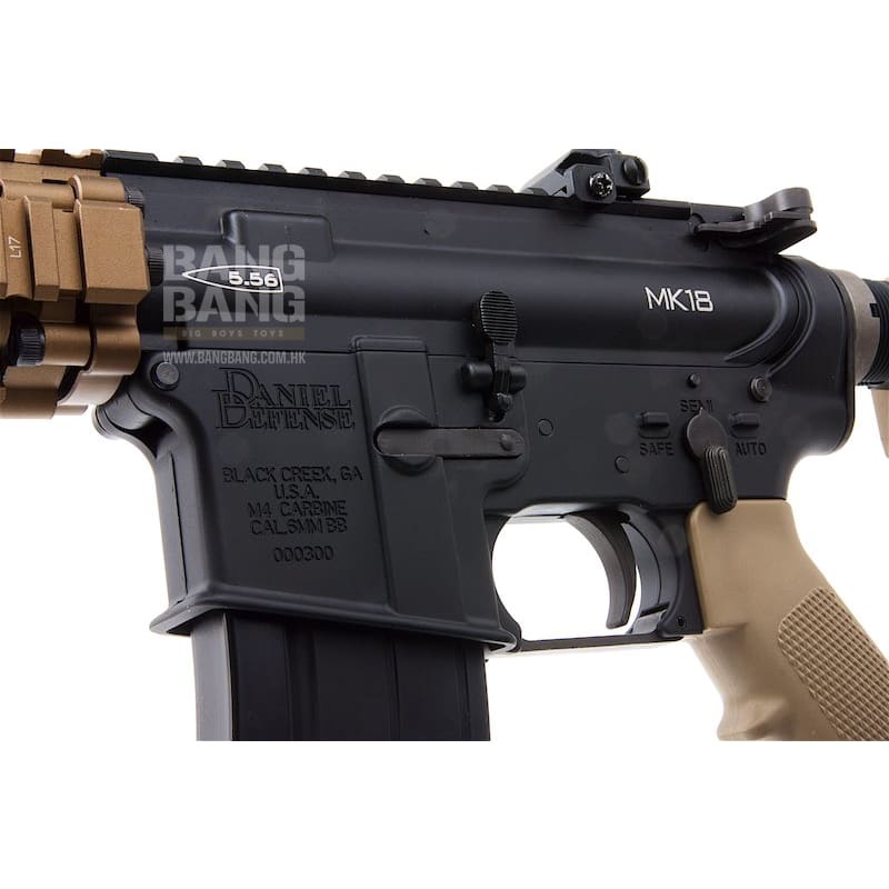 EMG Colt Licensed Daniel Defense 9 inch MK18 GBBR Airsoft - BK/ DE (by King Arms) - Bang Bang Airsoft