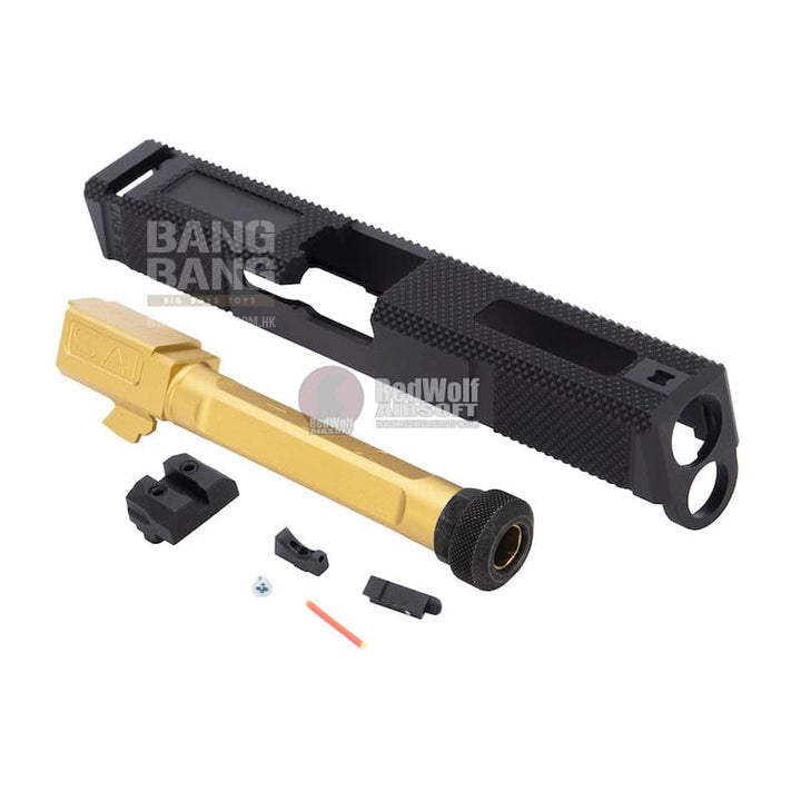 EMG SAI Utility Slide Kit (by G&P) - Gold Barrel for Tokyo Marui G17 GBB Pistol - Bang Bang Airsoft